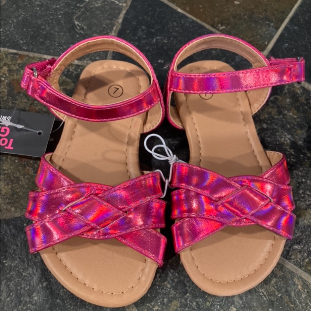NWT Pink Shimmer Glam Toddler Girl's Strappy Sandals Size 7
